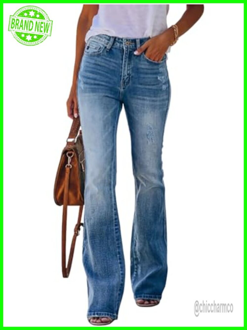 KUNMI Flare Bell Bottom Jeans High Waisted Wide Leg Bootcut Stretchy Denim Pants